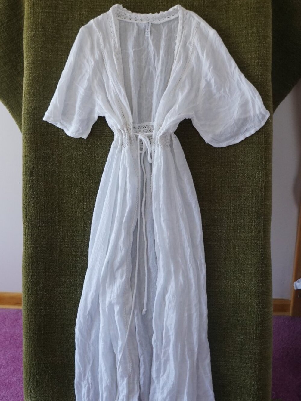 RAVIYA white boho robe dress beach cover up  Size M